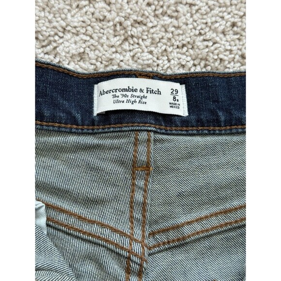 Abercrombie & Fitch Jeans Women’s 29/8R 90s Straight Ultra High Rise Medium Wash - Picture 4 of 8